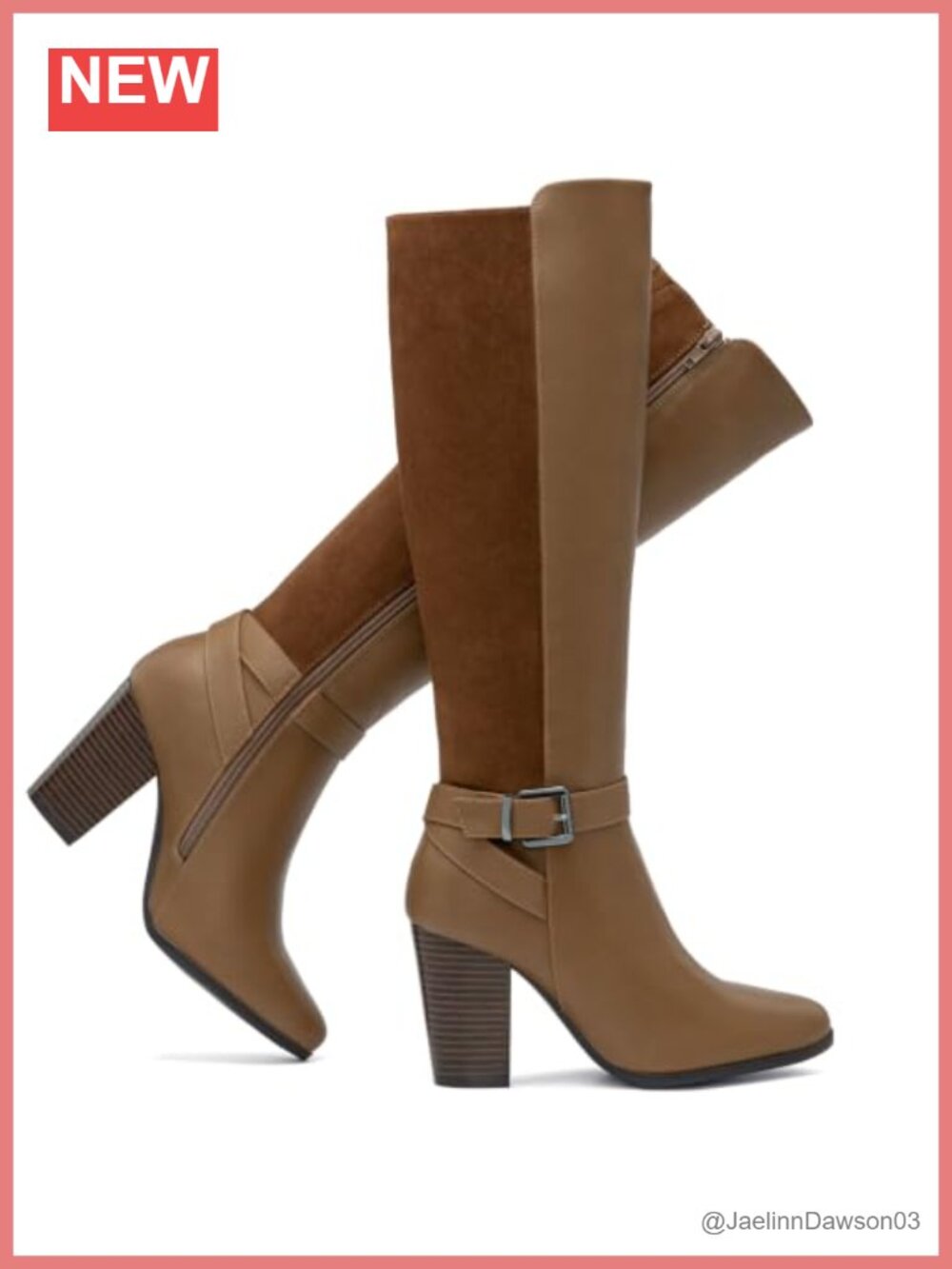 Women's Knee High Boots Pointed Toe Block Heel Zipper